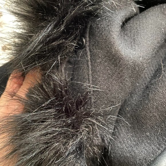 ZARA Black Coat with Black Faux Fur Hood Size M - Picture 4 of 9